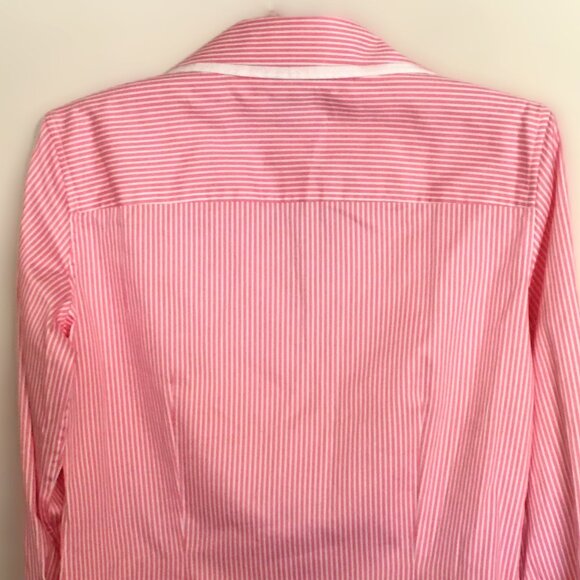 🐑 𝐁𝐑𝐎𝐎𝐊𝐒 𝐁𝐑𝐎𝐓𝐇𝐄𝐑𝐒 🐑 French Cuff Blouse Pink/White Stripe NEW!! - Picture 5 of 11